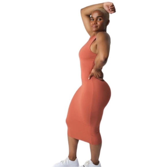 Vitality Balance Athletica Sunstone Pink Ivy Sleeveless Bodycon Midi Dress Large - Picture 4 of 14